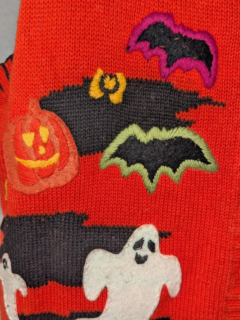 VTG Tiara International Halloween Sweater Vest L Ghost Pumpkin 2000